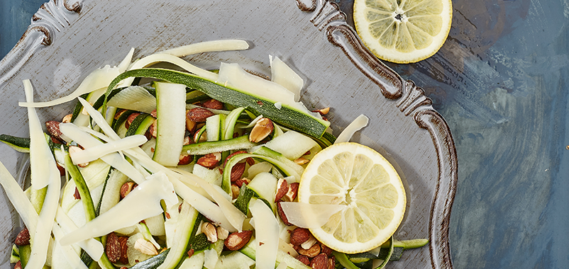 Garlic Courgette Ribbons with Almonds